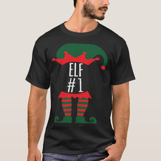 Elf Number 1 Fun Festive Family Christmas Elf Cost T-shirt (Voorkant)