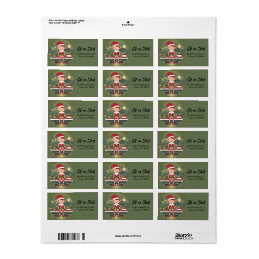 Elf on Shelf Retour Adreslabel Etiket (Full Sheet)