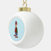 Elf op aandacht blauwe kerstbal keramische bal ornament (Rechts)