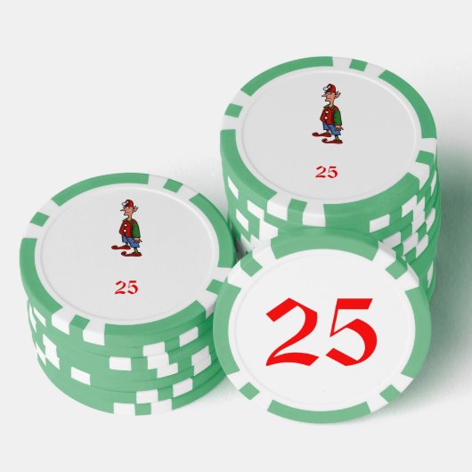 Elf Op Aandacht groene 25 gestreepte poker chip (Opstapeling)