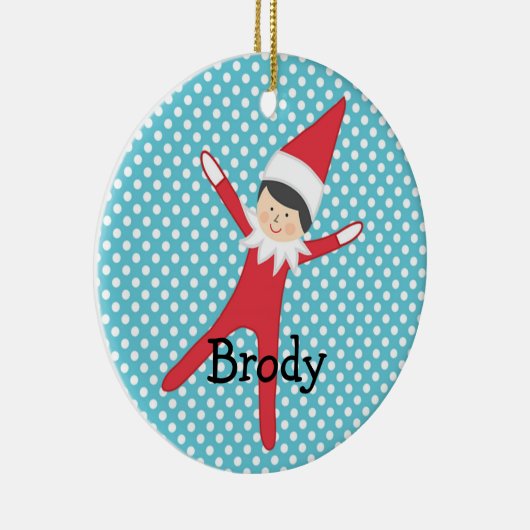 Elf op de gepersonaliseerde versiering keramisch ornament (Rechts)