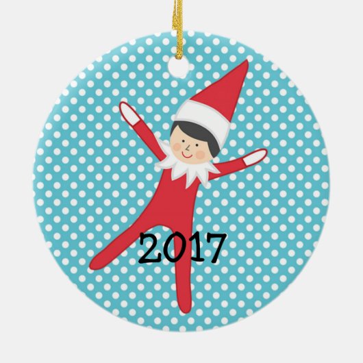 Elf op de gepersonaliseerde versiering keramisch ornament (Achterkant)