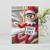 Elf op de plank stijl pop cultuur save the date (Staand voorkant)