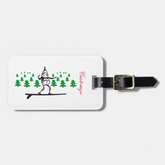 Elf op een Surfboard Thunder_Cove Bagagelabel (Voorkant horizontaal)