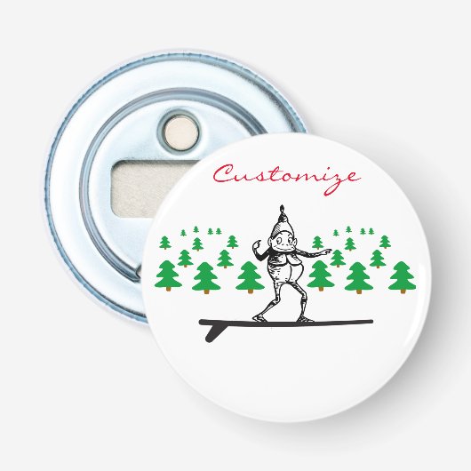 Elf op een Surfboard Thunder_Cove Button Flesopener (Voorkant)