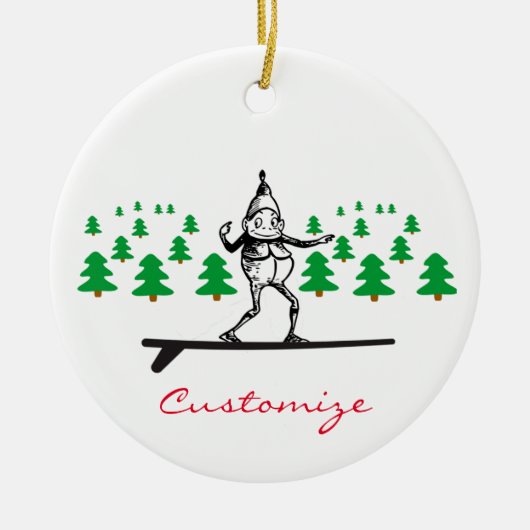Elf op een Surfboard Thunder_Cove Keramisch Ornament (Voorkant)