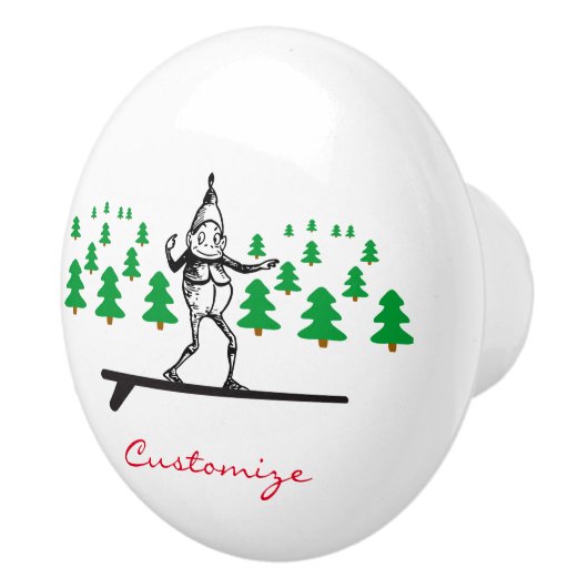 Elf op een Surfboard Thunder_Cove Keramische Knop (Rechts)