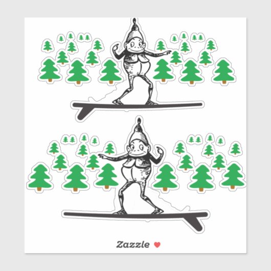 Elf op een Surfboard Thunder_Cove Sticker (Vel)