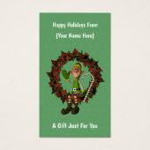 Elf op krans kerstvakantie cadeau Kaart Label (Voorkant)