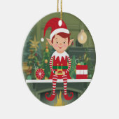 Elf op plank Christmas Tree Ornament (Rechts)
