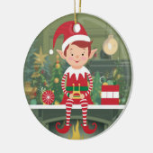 Elf op plank Christmas Tree Ornament (Links)