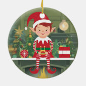 Elf op plank Christmas Tree Ornament (Achterkant)