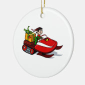 elf op sneeuw mobiel keramisch ornament (Links)