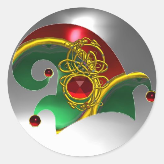 ELF PET / GOLD JEWELS DIAMOND FEATHERS , GEM STONE RONDE STICKER (Voorkant)