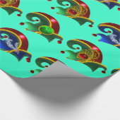 ELF PETTEN, SHAMROCK, DIAMOND FEATHERS, Aqua Blue Cadeaupapier (Hoek)