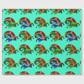 ELF PETTEN, SHAMROCK, DIAMOND FEATHERS, Aqua Blue Cadeaupapier (Vlak)