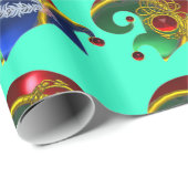 ELF PETTEN, SHAMROCK, DIAMOND FEATHERS, Aqua Blue Cadeaupapier (Rol Hoek)