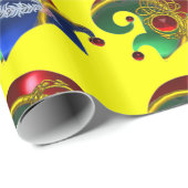 ELF PETTEN, SHAMROCK, DIAMOND FEATHERS, Geel Cadeaupapier (Rol Hoek)