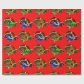 ELF PETTEN, SHAMROCK, DIAMOND FEATHERS, Red Cadeaupapier (Vlak)