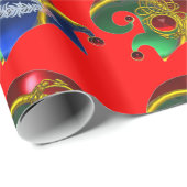 ELF PETTEN, SHAMROCK, DIAMOND FEATHERS, Red Cadeaupapier (Rol Hoek)