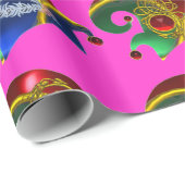 ELF PETTEN, SHAMROCK, DIAMOND FEATHERS, Roze Fuchs Cadeaupapier (Rol Hoek)