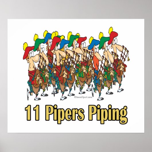 elf pijpers die floten 11e kerstdag poster (Voorkant)