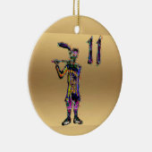 Elf pipers met gouden kerstdecoratie keramisch ornament (Rechts)