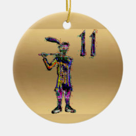 Elf pipers met gouden kerstdecoratie keramisch ornament