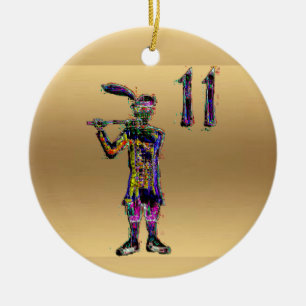 Elf pipers met gouden kerstdecoratie keramisch ornament