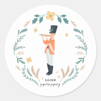Elf Pipers Piping, 12 dagen kerstklap Ronde Sticker