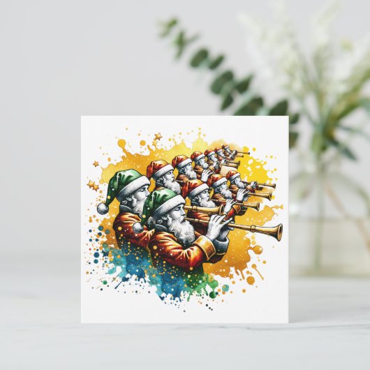 Elf Pipers Piping | Twaalf dagen Kerst Feestdagenkaart (Staand voorkant)