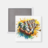 Elf Pipers Piping | Twaalf dagen Kerst Magneet (Voorkant / Achterkant)