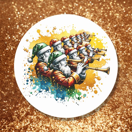 Elf Pipers Piping | Twaalf dagen Kerst Ronde Sticker