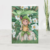 Elf Pixie en Ladybird Waterverf Birthday Kaart (Voorkant)