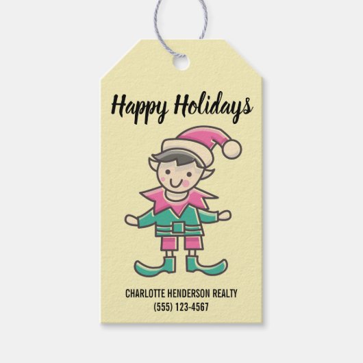 Elf Prettige feestdagen Company Kerstmis Cadeaulabel (Voorkant)