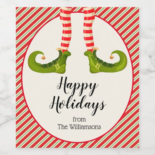 Elf Prettige feestdagen Wijn Etiket (Enkel label)