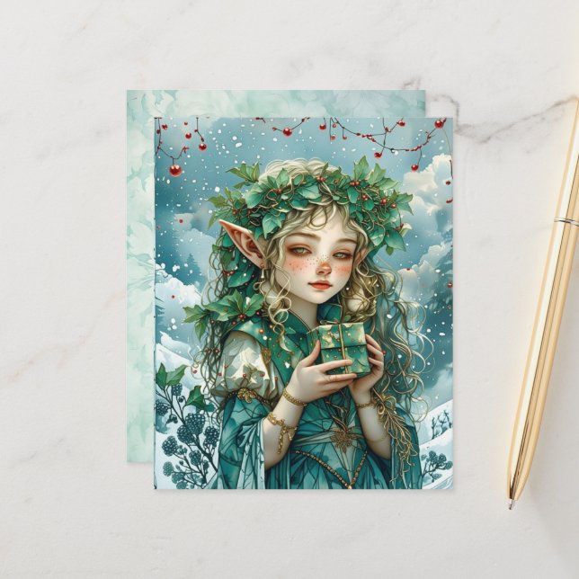 Elf Prinses Kerst Scrapbook Papier (Voorkant / Achterkant in situ)