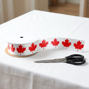 Elf-punts rode esdoornblad van de Canadese vlag Satijnen Lint