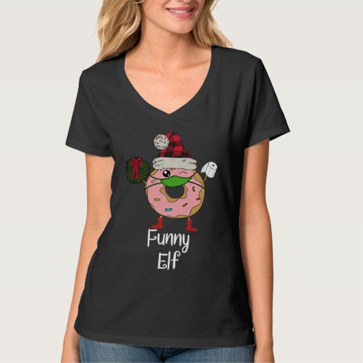 Elf Quarantine Christmas Donut 2020 Personality Fa T-shirt (Voorkant)