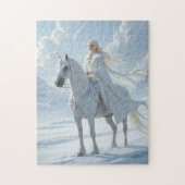 Elf Queen on Majestic White Horse Legpuzzel (Verticaal)