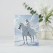 Elf Queen Riding a Majestic White Horse Briefkaart (Staand voorkant)