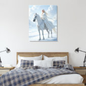 Elf Queen Riding a Majestic White Horse Canvas Afdruk (Insitu (Slaapkamer))