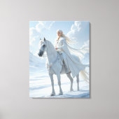 Elf Queen Riding a Majestic White Horse Canvas Afdruk (Voorkant)