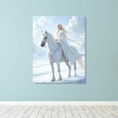 Elf Queen Riding a Majestic White Horse Canvas Afdruk (Insitu (Houten vloer))