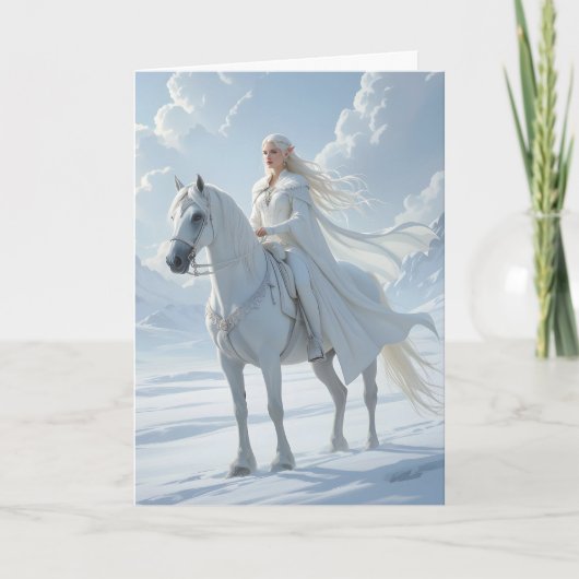 Elf Queen Riding White Horse Kaart (Voorkant)