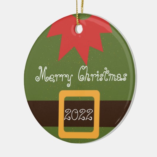 Elf Red Green heeft je eigen prettige kerst Keramisch Ornament (Links)