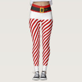 Elf Red Stripes kerstkostuum Leggings (Voorkant)