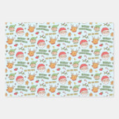 Elf, rendier, Kerstman, prettige kerstpatronen Inpakpapier Vel (Voorkant)