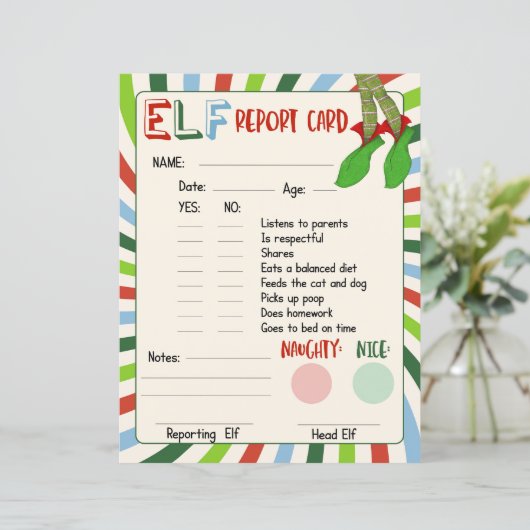 Elf Report Card Naughty of Nice Behavior (Staand voorkant)