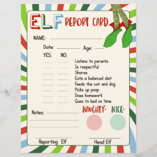 Elf Report Card Naughty of Nice Behavior